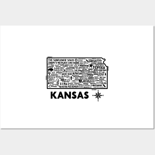 Kansas Map Wall Art by fiberandgloss